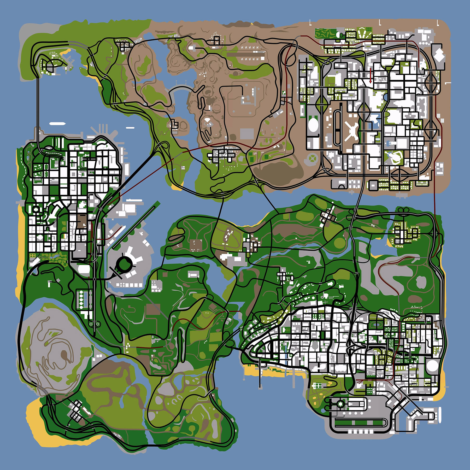 Grand Theft Auto: San Andreas GTA: San Andreas - mapa